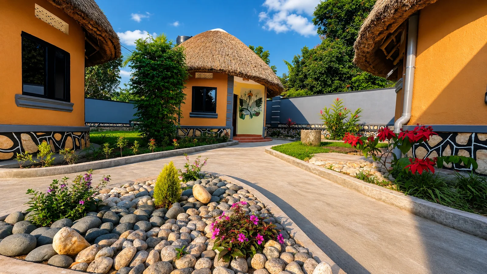 Landscaped cottage courtyard at Tooro Resort